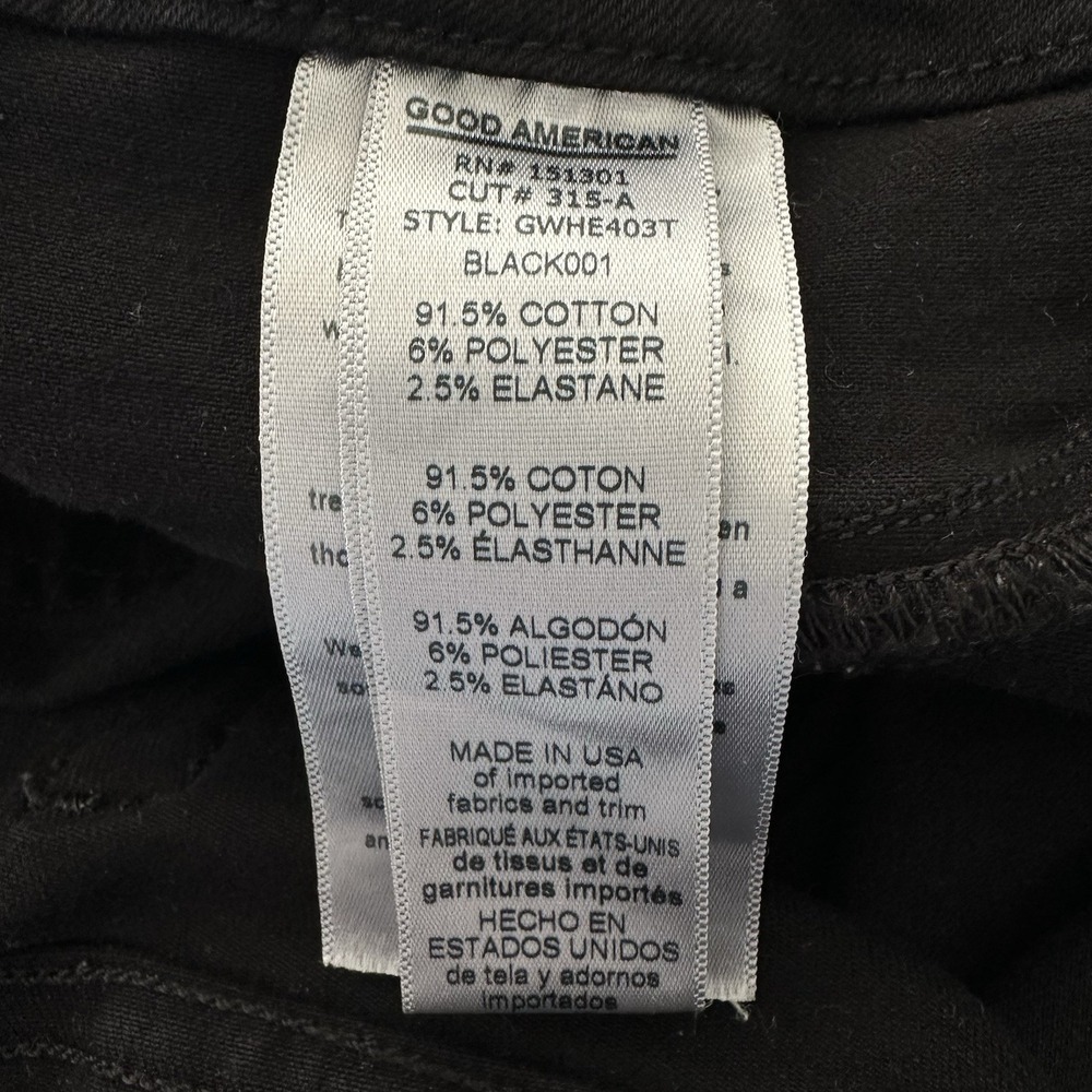 Good American Good Waist Black Hook & Eye Skinny Ankle Black Jeans Size 12 / 31 - Picture 9 of 11
